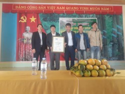 Đồng chí Nguyễn Văn Hà trao giấy chứng nhận cho HTX